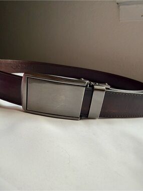 SlideBelts Full Grain Leather Ratchet Belt Brown Automatic Buckle Size 30-32